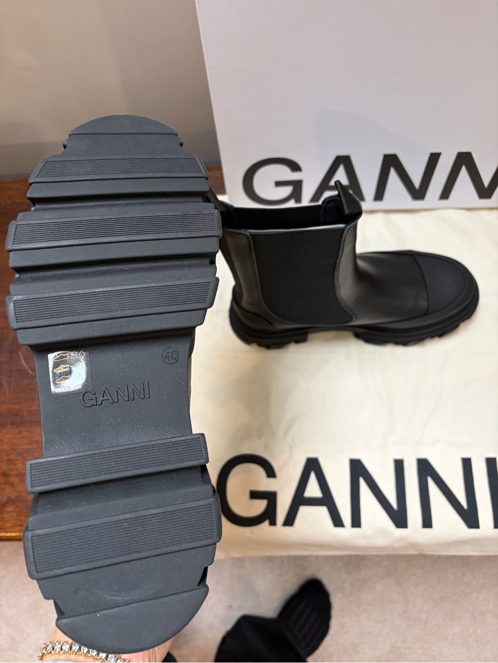 Cleated Mid Chelsea Boots in Black, Brand New in Box! - Picture 3 of 5